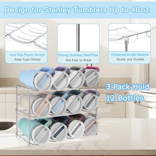 Stackable Water Bottle Organizer for Stanley 40 oz Tumbler