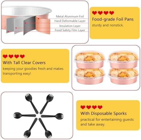 LNYZQUS 8oz Mini Pie Tins with Lids 50 Pack, 4 Inch Individual Cake