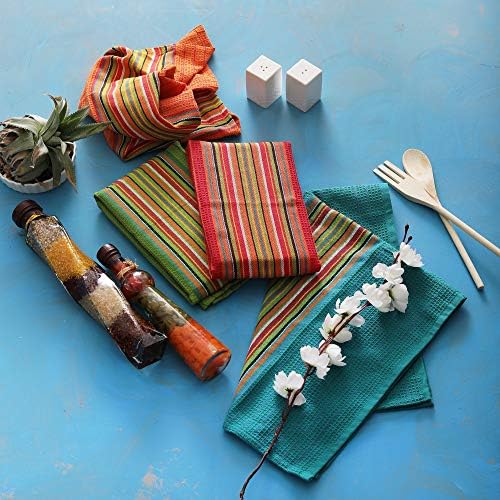 DG Collections Salsa Stripe Kitchen Dish Towels, 100% Cotton, Highly