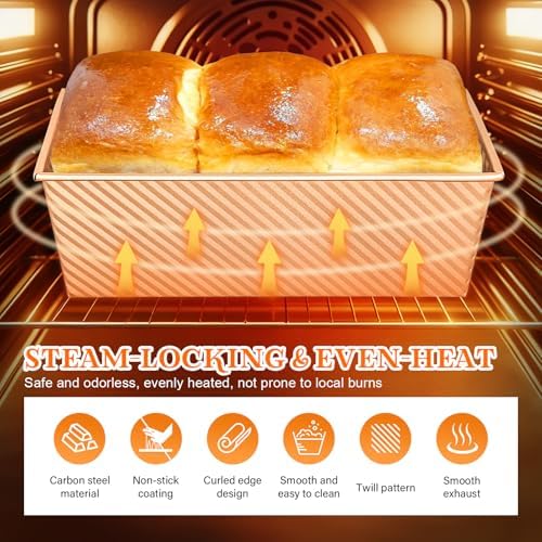 3-Pack Bread Pan with Lids, 2.2LB & 1LB & 1LB Dough Capacity