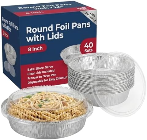 Mr Miracle Pack of 40 Disposable Aluminum Foil Pans with Clear Lids