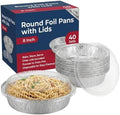 Mr Miracle Pack of 40 Disposable Aluminum Foil Pans with Clear Lids