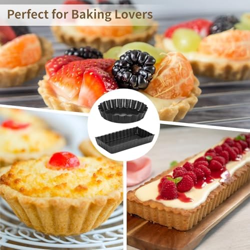 Mini Tart Pans With Removable Bottom Nonstick Quiche Pan, 8Pieces