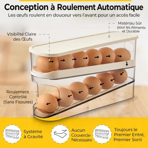 ALKAMI Egg Holder for Fridge, 12 Eggs, 2-Tier