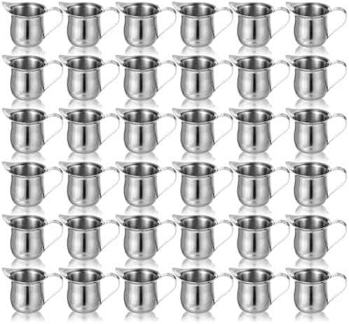 Molain 36 Pcs Stainless Steel Bell Creamers, 3 oz Mini Creamer Pitcher