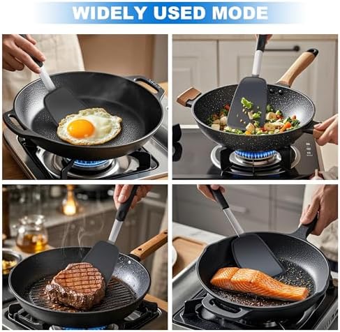 2 Pack Flexible Silicone Spatula Turner, Non Scratch Cookware Safe