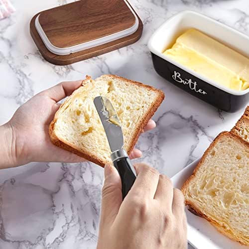 ALELION Black Butter Dish with Lid and Knife for Countertop - Airtight