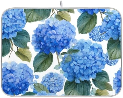 OTVEE Hydrangea Blossom Beauty Dish Drying Mat for Kitchen Counter