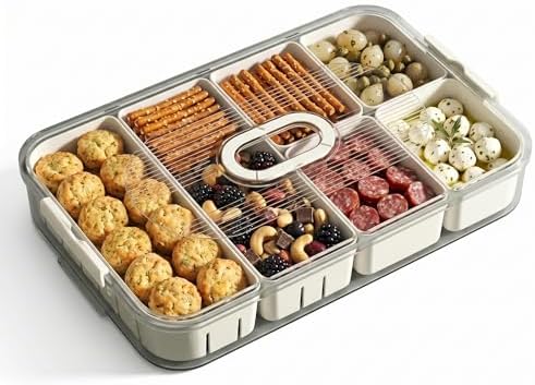Snackle Box Container with Lid – 6 Compartment Rectangular Divided