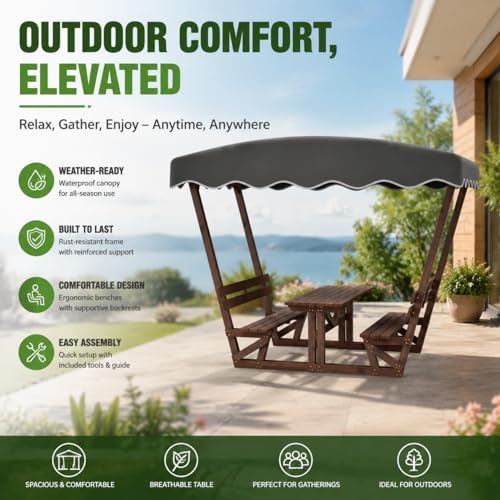 5'x3' Wooden Gazebo with Waterproof Top