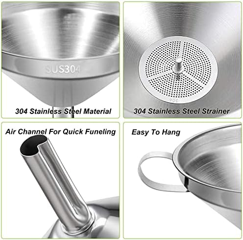 Stainless Steel Kitchen Funnel, 4.3-Inch Food Grade Metal Funnel with