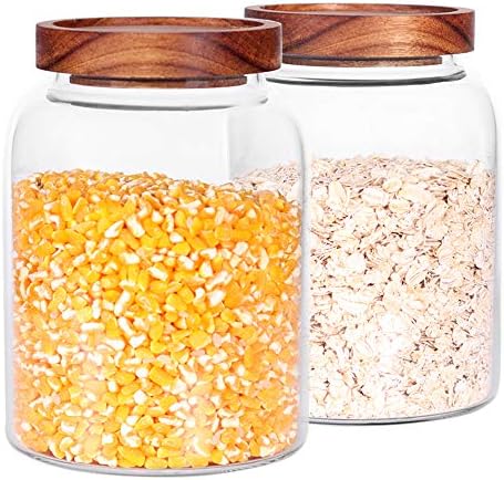 Glass Storage Jars with Airtight Lids, Set of 2 42 FL OZ (1250ml)