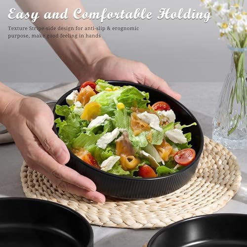 E-far Pasta Bowls Set of 4, 35oz Large Salad Bowl Plate for Dinner
