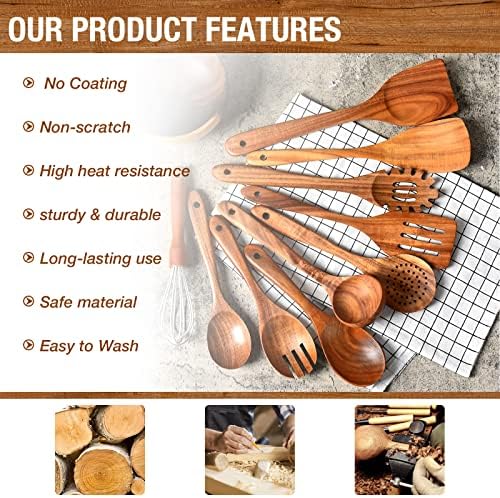 10-Piece Teak Wood Cooking Utensil Set