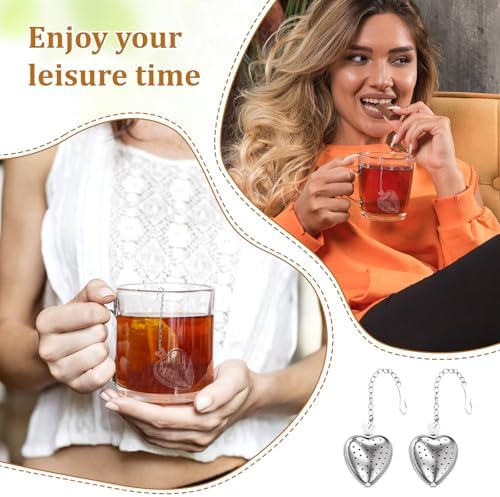 50 Pcs Tea Strainer Stainless Steel Ball Infuser Mesh Heart Shaped Tea