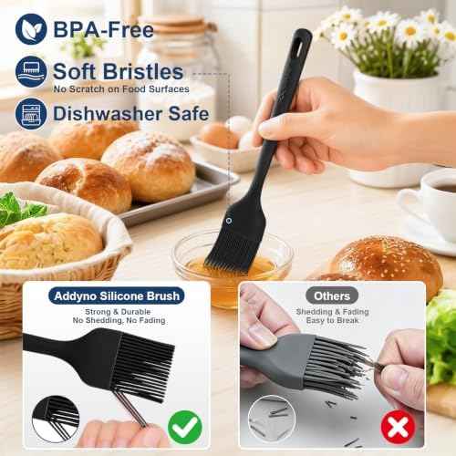 Silicone Basting Brush Set, 2-Pack Food-Grade BPA-Free Pastry Brush