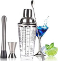 Cocktail Shaker Set,14 oz Glass Mixing Cup with Measurements