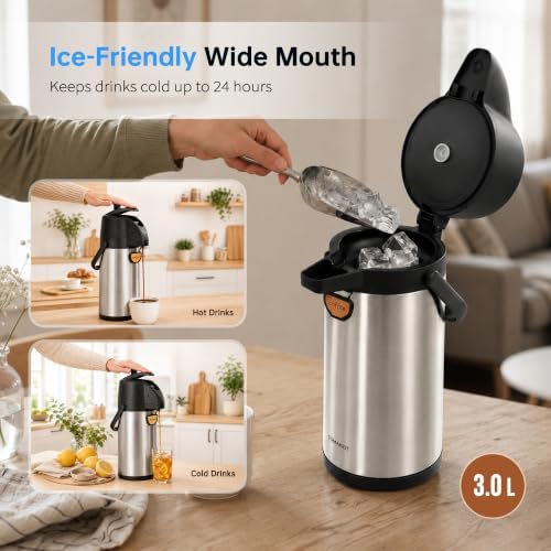 TOMAKEIT Airpot Coffee Dispenser Thermal with Pump,3L/102 Oz Insulated