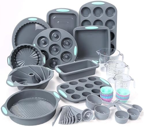 Tongjude 54 Pieces Silicone Baking Pans Set, 10 Silicone Cake Molds