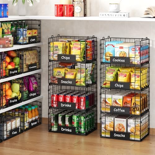 JKsmart 4 Pack XL Stackable Wire Baskets