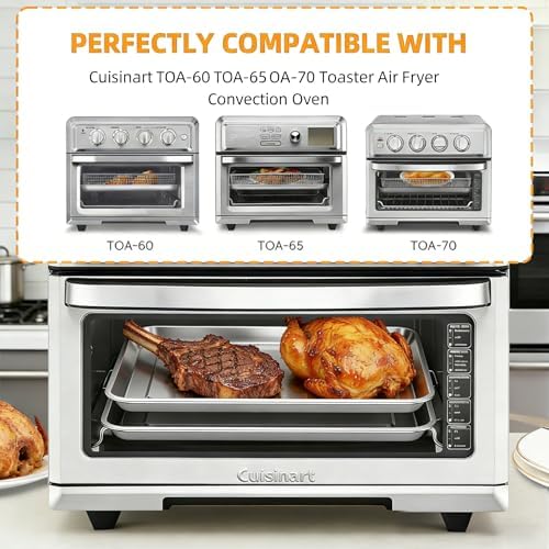 Baking Sheet Pan Set of 2, 12.4"x11" Stainless Steel Air Fryer Pan
