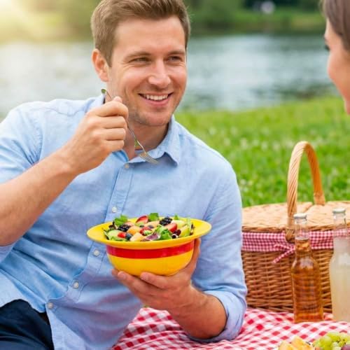 Straw Hat Ceramic Bowl Set w/ Spoon Fork & Chopsticks - Novelty Ramen
