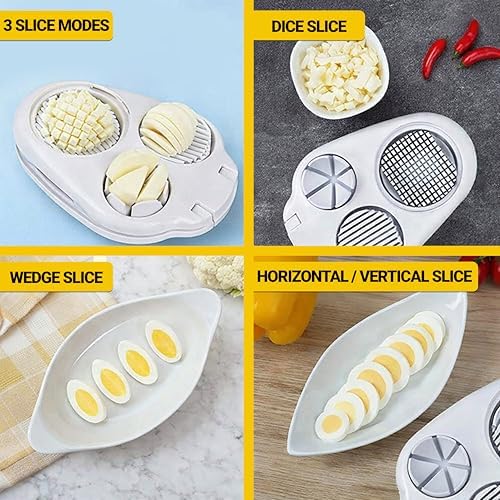3-in-1 Egg Slicer for Hard Boiled Eggs, Stainless Steel Egg Cutter