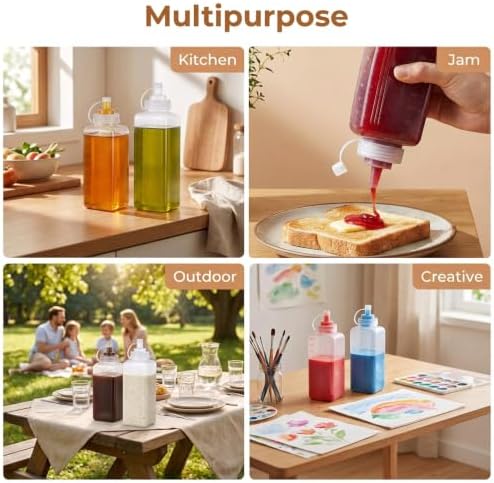 2Pcs Large Squeeze Bottle 27 Oz & 34 Oz Salad Dressing Container Wide