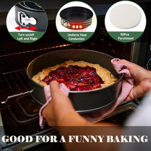 10 Inch Springform Pan with 50 Pcs Parchment Paper Cheesecake Baking