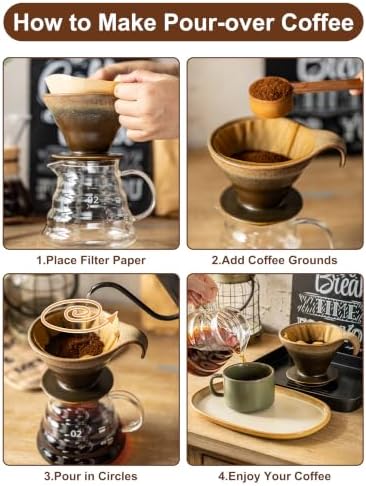 Gomakren Coffee Mugs Set of 4, 13oz Stackable Coffee Cups with Stand &