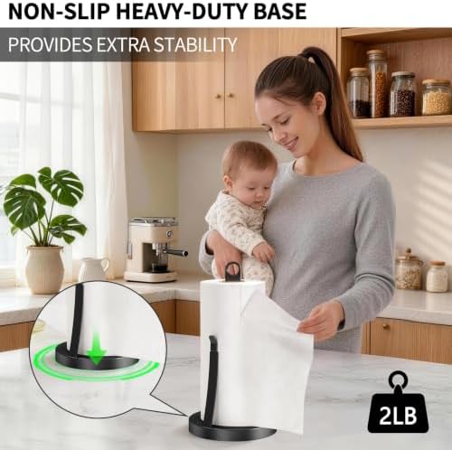 Jesginboo Countertop Paper Towel Holder, Black