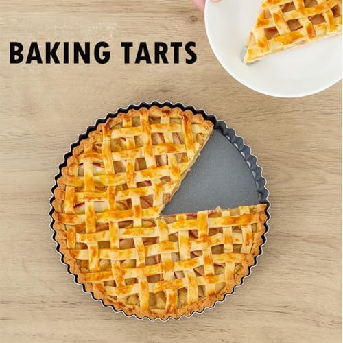11 x 2 Inches Deep Dish Tart Pan Set of 2, Nonstick Tall Tart Quiche