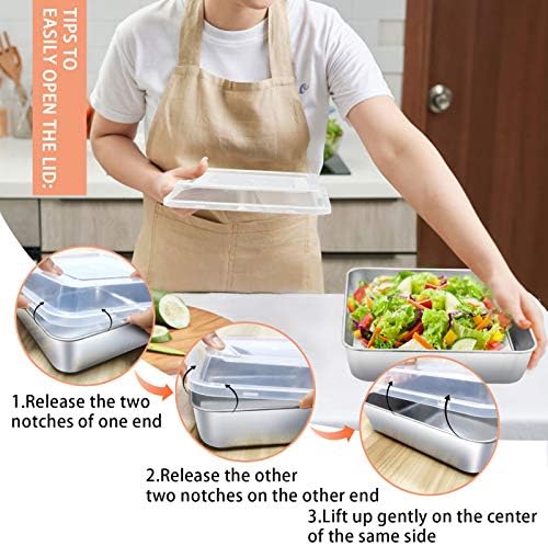 TeamFar 8x8 Inch Baking Pan with Lid, Stainless Steel Square Cake Pan