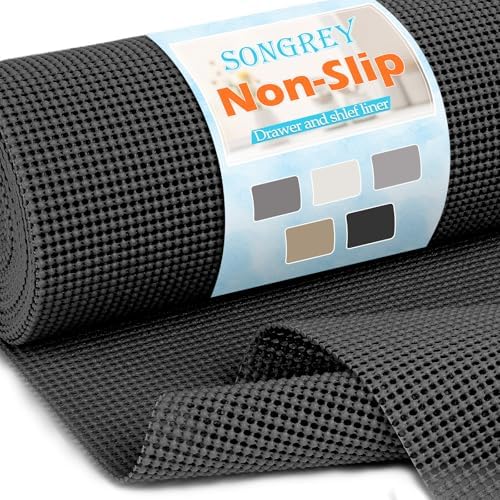 Songrey Non-Slip Shelf Cabinet and Drawer Liner, 12IN x 20FT, Black
