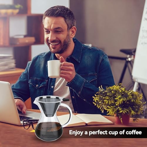 Pour Over Coffee Maker Set with Reusable Stainless Steel Drip Filter