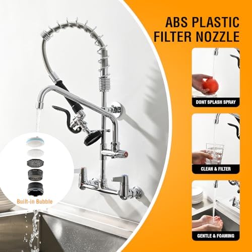 GIMILI Commercial 8 Inch Center Wall-Mount Sink Faucet