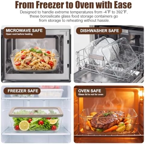 2 Pack 11Cups/ 89 oz Large Glass Food Storage Containers with Lids