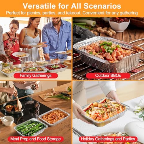 ® Aluminum Foil Pans with Foil Lids - 50 Pack, 7"×5", 1.5 LB Capacity