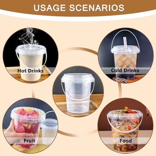 30 Sets - 34 oz Plastic Cups with Lid and Straw,Disposable Coffee Cups