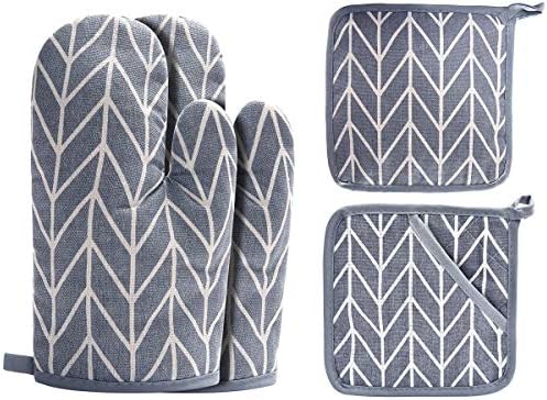 WinChange Oven Mitts and Potholders Set, 4-Piece, Grey