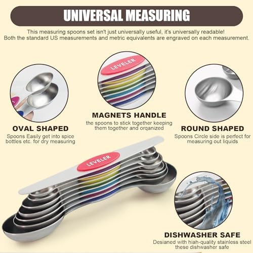 SHIKORI Magnetic Measuring Spoons Set(Multicolor-8 Pcs)