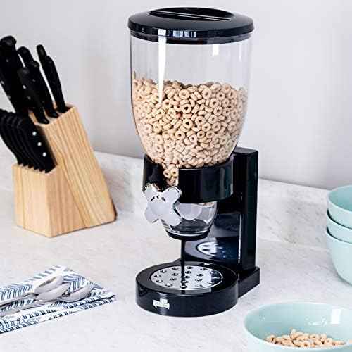 Honey-Can-Do Dry Food Dispenser, Single Control, Black/Chrome
