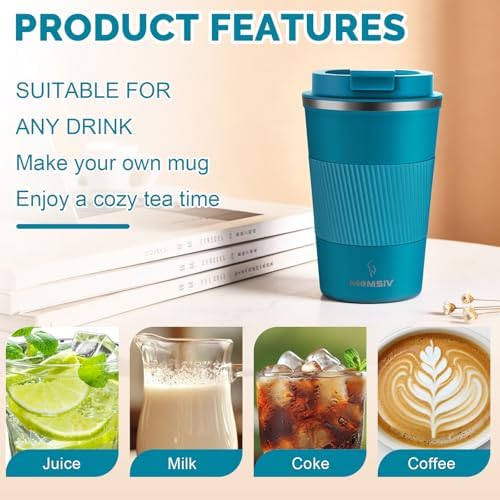 MOMSIV 12oz Travel Coffee Mug, Insulated Coffee Cup with Leak Proof