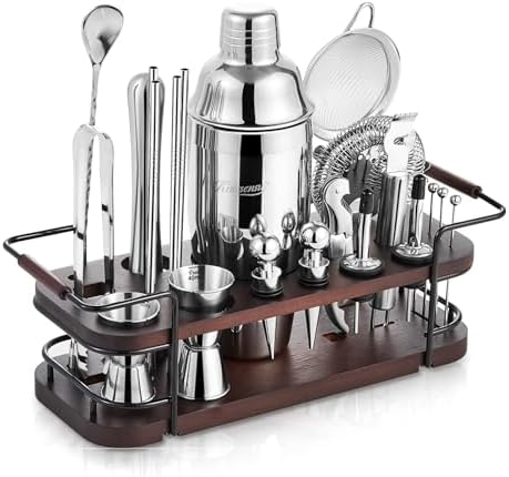 KITESSENSU Cocktail Shaker Set Bartender Kit with Stand | Complete