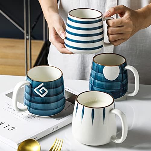 DEAYOU Set of 4 Porcelain Coffee Mugs, 17 Oz Ceramic Coffee Cups with