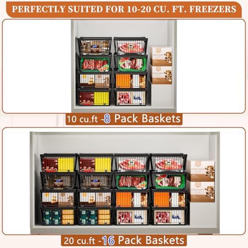 Large Freezer Organizer Bins, 10 to 20 Cu.Ft, 4 Pack