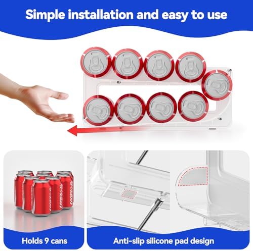 Soda Can Organizer, 2 Pack, Auto-Roll Dispenser for Fridge