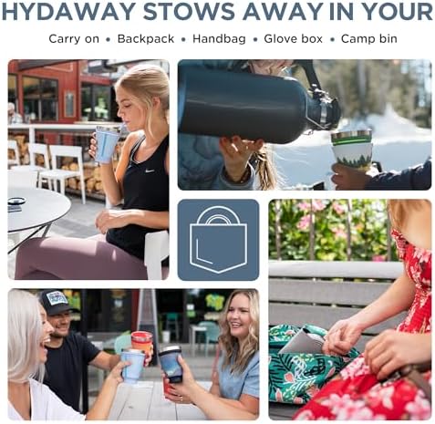 HYDAWAY Collapsible Insulated Tumbler 16oz, Reusable Coffee Cup with