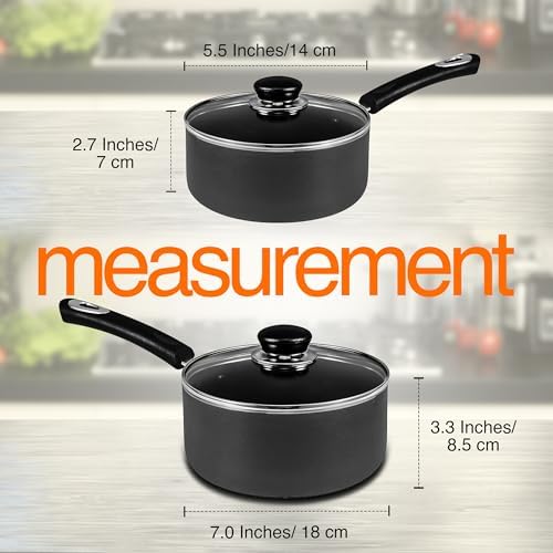 Utopia Kitchen Nonstick Saucepan Set with Lids 1 QT 2 QT Pots PFOS