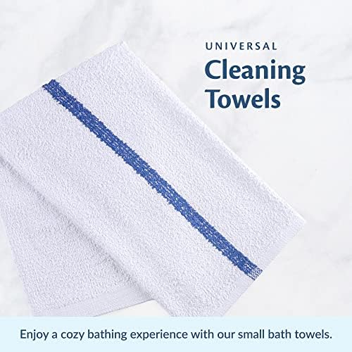 Cleaning Towels, 100% Cotton Bar Mops, Blue Stripe, 24 Pack